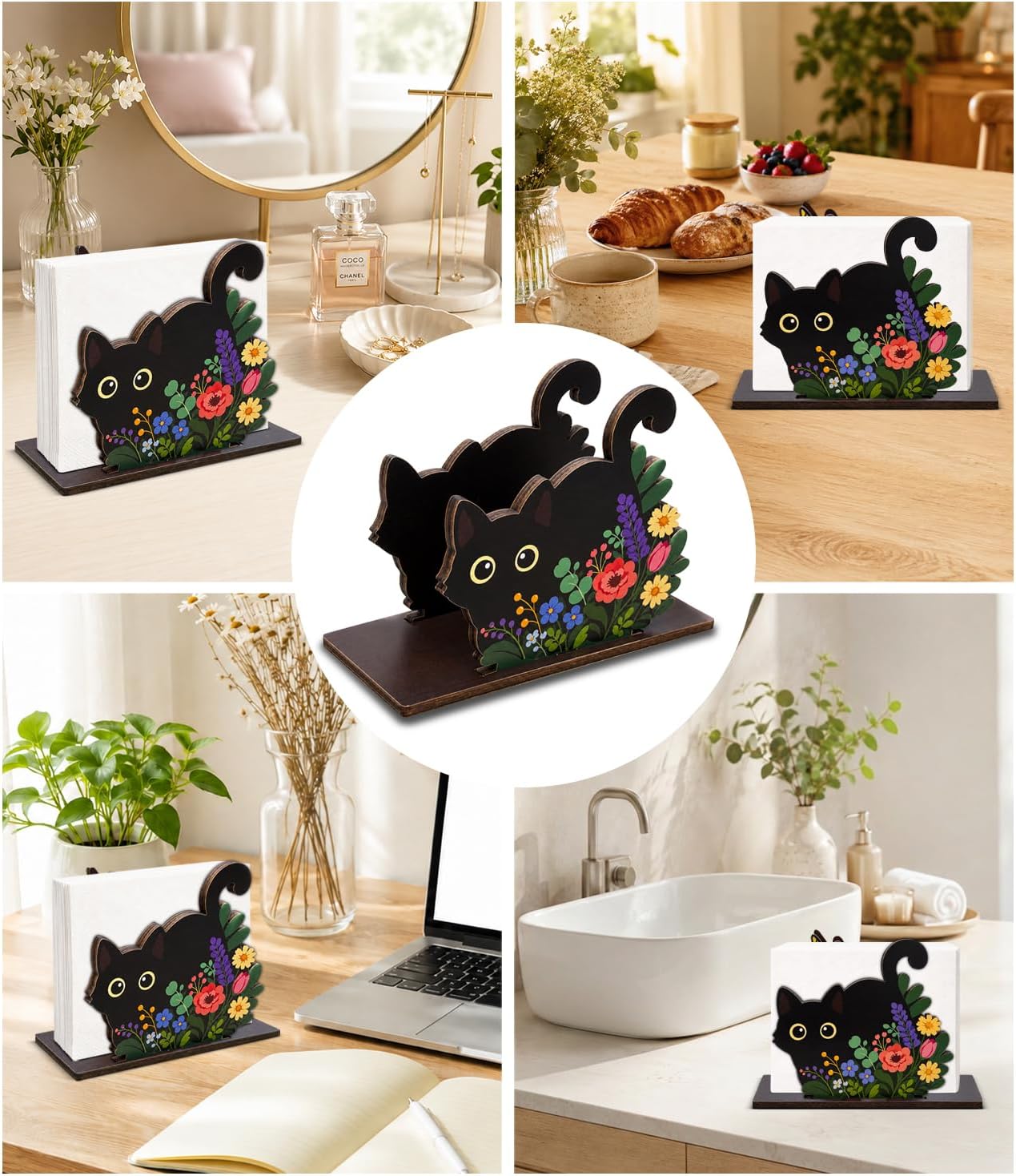 Cute Lemon Wooden Napkin Holder for Table Summer Yellow Lemon Wood Napkin Dispenser for Home Kitchen Dining Room Decor Napkins Tissue Holder