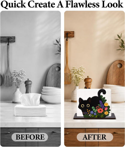 Cute Lemon Wooden Napkin Holder for Table Summer Yellow Lemon Wood Napkin Dispenser for Home Kitchen Dining Room Decor Napkins Tissue Holder
