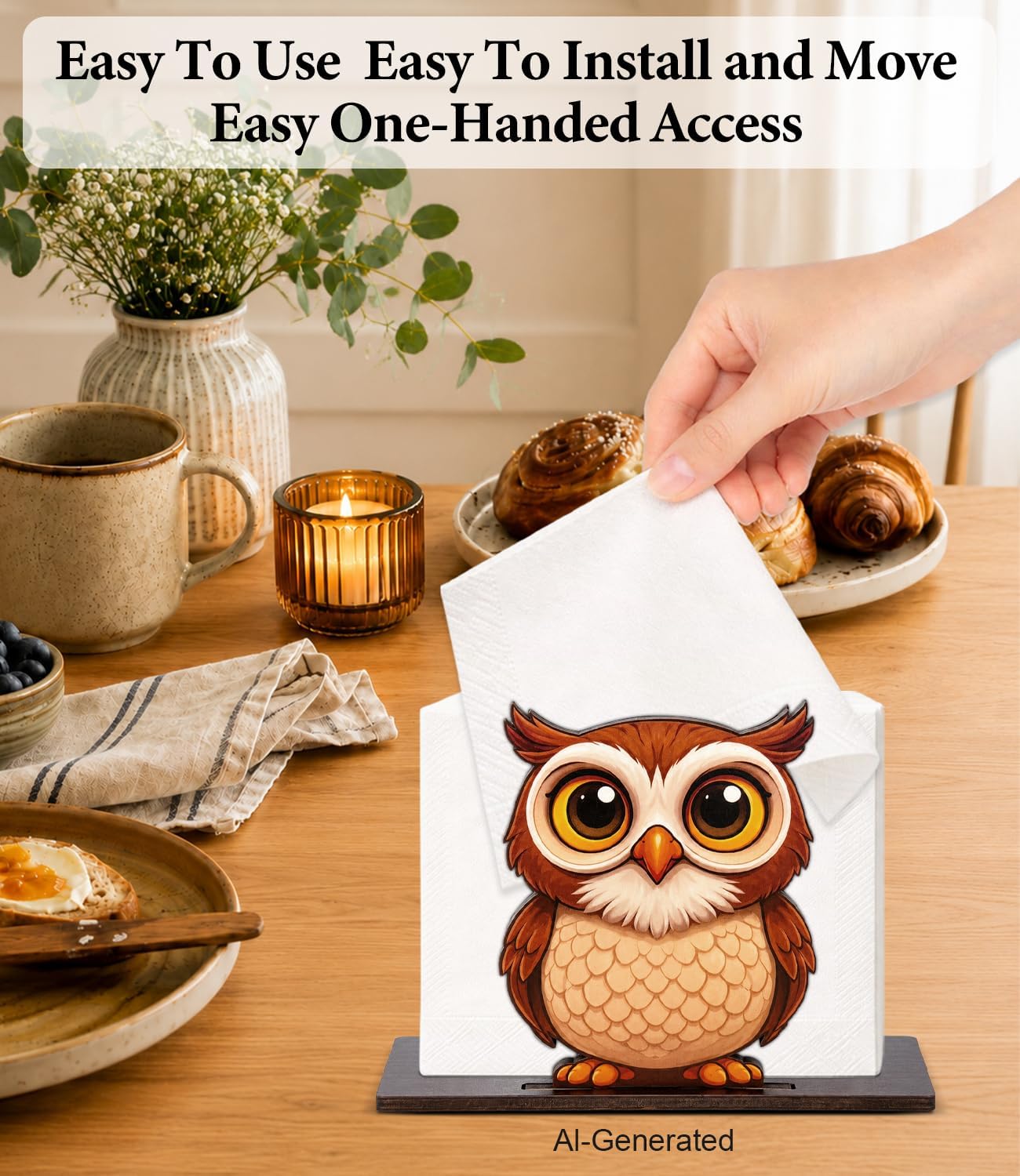 Cute Lemon Wooden Napkin Holder for Table Summer Yellow Lemon Wood Napkin Dispenser for Home Kitchen Dining Room Decor Napkins Tissue Holder