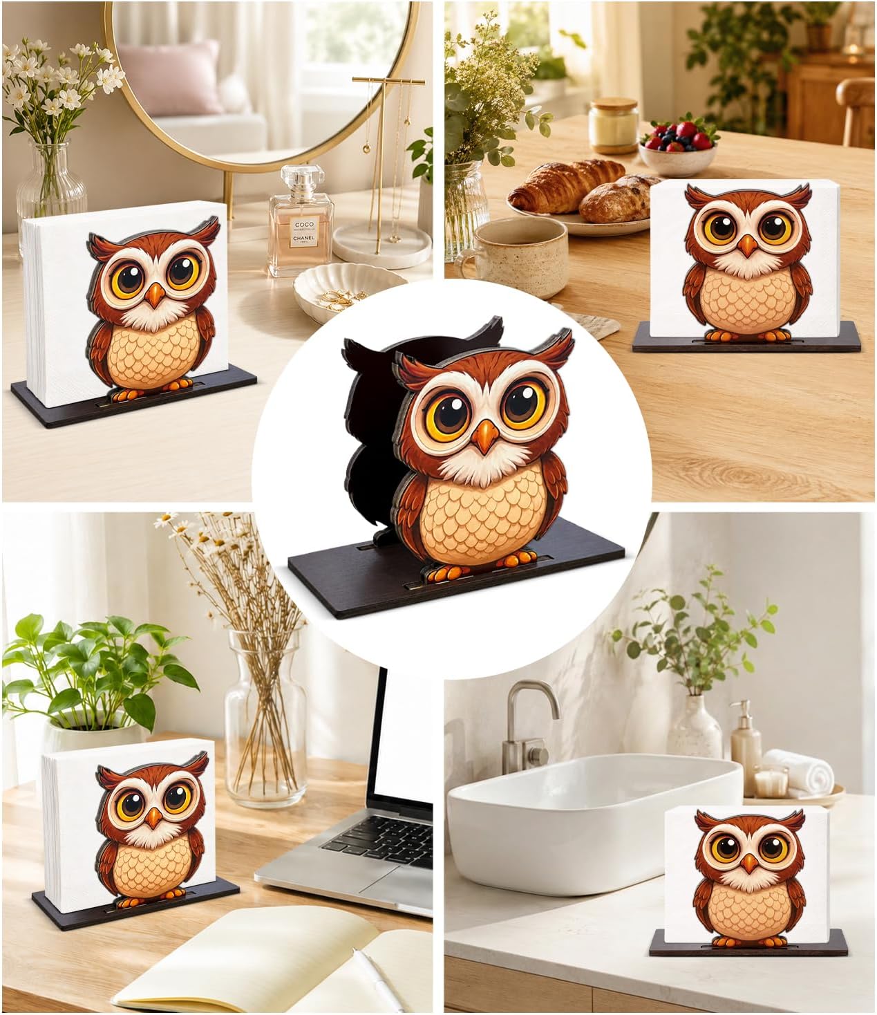 Cute Lemon Wooden Napkin Holder for Table Summer Yellow Lemon Wood Napkin Dispenser for Home Kitchen Dining Room Decor Napkins Tissue Holder