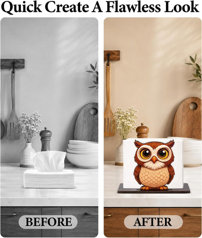 Cute Lemon Wooden Napkin Holder for Table Summer Yellow Lemon Wood Napkin Dispenser for Home Kitchen Dining Room Decor Napkins Tissue Holder