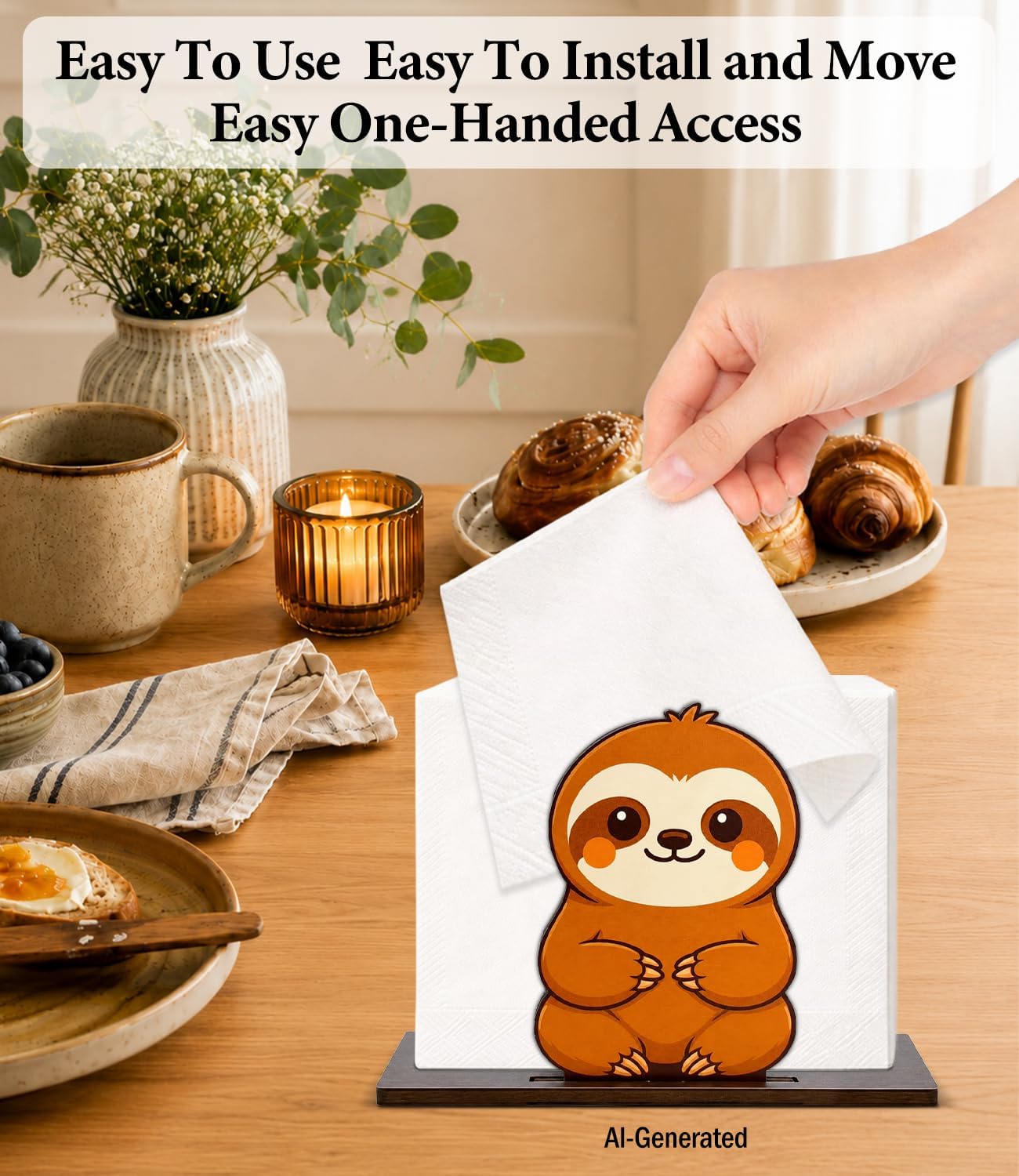 Cute Lemon Wooden Napkin Holder for Table Summer Yellow Lemon Wood Napkin Dispenser for Home Kitchen Dining Room Decor Napkins Tissue Holder