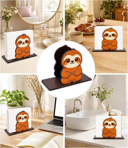 Cute Lemon Wooden Napkin Holder for Table Summer Yellow Lemon Wood Napkin Dispenser for Home Kitchen Dining Room Decor Napkins Tissue Holder