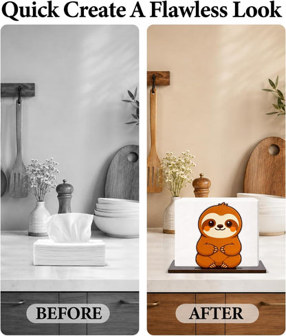 Cute Lemon Wooden Napkin Holder for Table Summer Yellow Lemon Wood Napkin Dispenser for Home Kitchen Dining Room Decor Napkins Tissue Holder