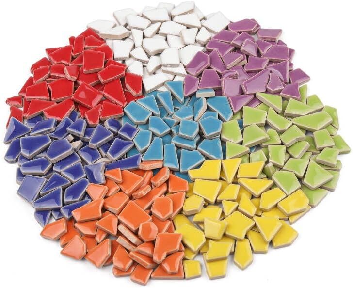Ceramic Mosaic Tiles Bulk, 1 Pound Broken Mosaic Tiles for Crafts Supplies, Blue Small Mosaic Ceramic Tiles for DIY Outdoor Decoration