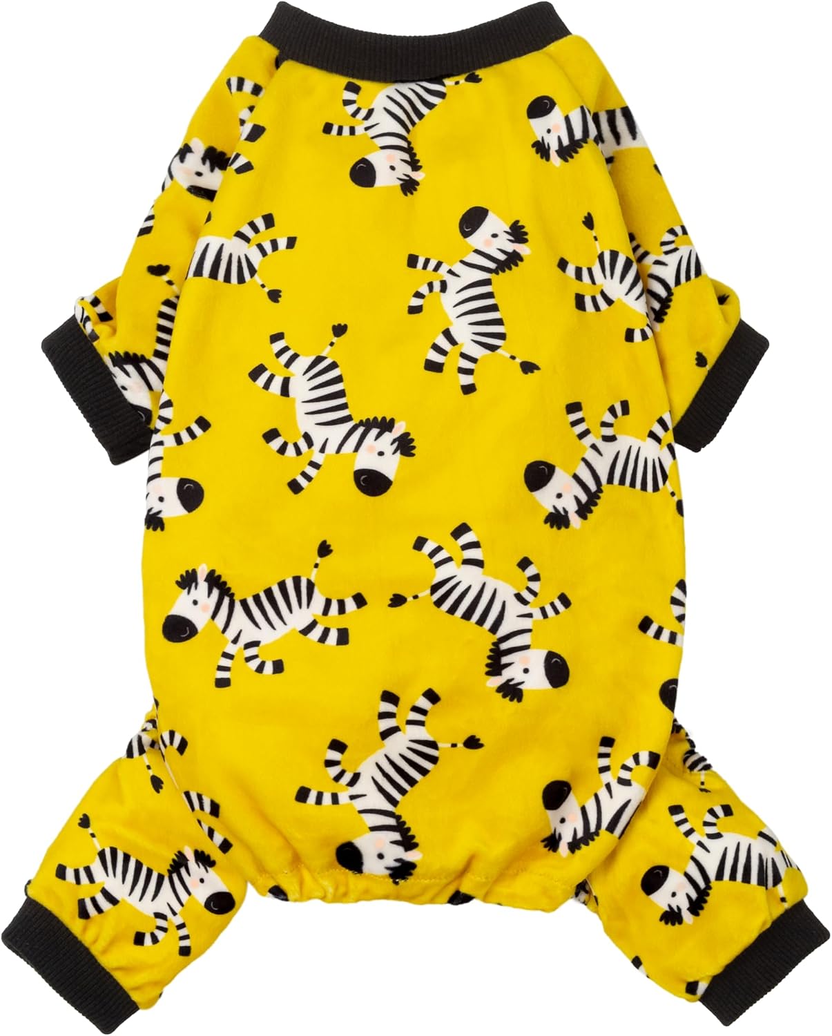 Zebra Dog Fleece Pajamas, Funny Winter Clothes for Small Dogs Boy Girl, Cozy Pet Onesie, Yellow, Black, White, Medium