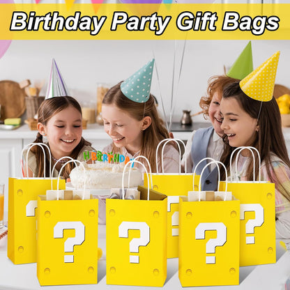 24 Pcs Yellow Party Gift Bags Video Game Themed Goodie Bag | Cartoon Paper Candy Bags for Birthday Party Decorations Supplies