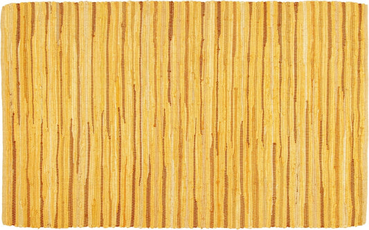 Chindi Area Rug 3x5 Feet - Mustard | Cotton Woven Rugs for Bedroom, Easy Clean Boho Throw Carpet
