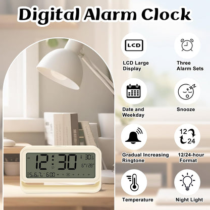 Digital Alarm Clocks Bedside, Digital Clock with 7,09" Large LED Display for Bedrooms, 3 Level Brightness, Night Light, Snooze, USB Port, Backup Battery Desk Clock