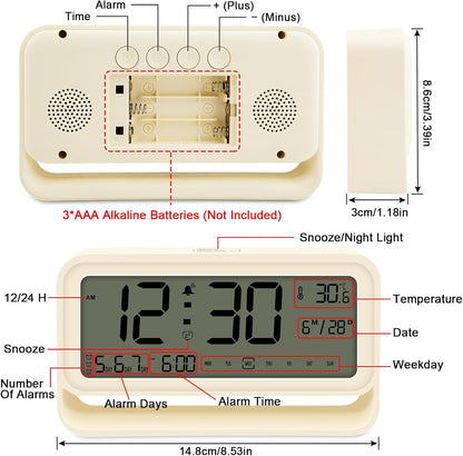 Digital Alarm Clocks Bedside, Digital Clock with 7,09" Large LED Display for Bedrooms, 3 Level Brightness, Night Light, Snooze, USB Port, Backup Battery Desk Clock
