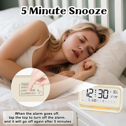 Digital Alarm Clocks Bedside, Digital Clock with 7,09" Large LED Display for Bedrooms, 3 Level Brightness, Night Light, Snooze, USB Port, Backup Battery Desk Clock