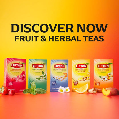 Lemon Ginger Tea Bags, caffeine free Tea, Refresh Fruit and Herbal Tea, Individually Wrapped, 20 Tea Bags