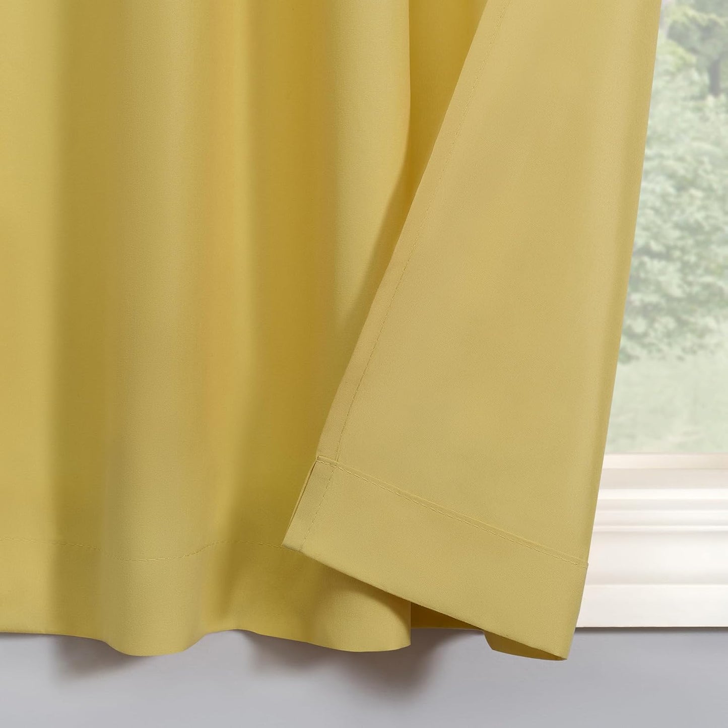 Martine Microfiber Semi-Sheer Rod Pocket Kitchen Curtain Valance and Tiers Set, 54" x 24", Yellow