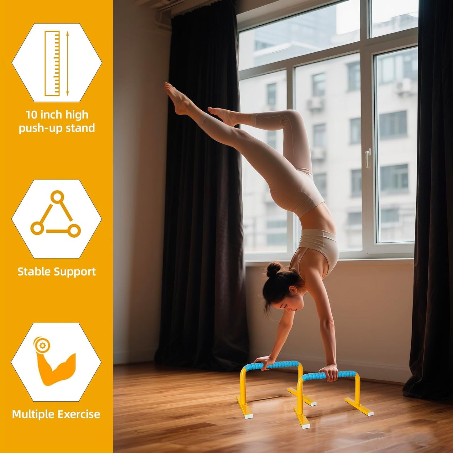 Strength Training Parallettes Push Up Bars, Pushup Handles Calisthenics Equipment for Home Workout, Anti-slip Gymnastics Bars, Handstand & Dip Bar for Outdoor Exercise
