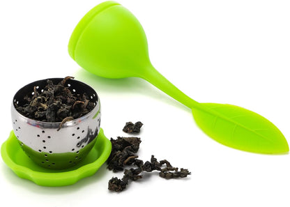 7 Pack Silicone Tea Infuser, Cute Loose Leaf Tea Steeper, Fine Mesh Tea Strainer with Drip Tray, Stainless Steel Tea Filter Ball Tea Diffuser Steeper for Cup Mug