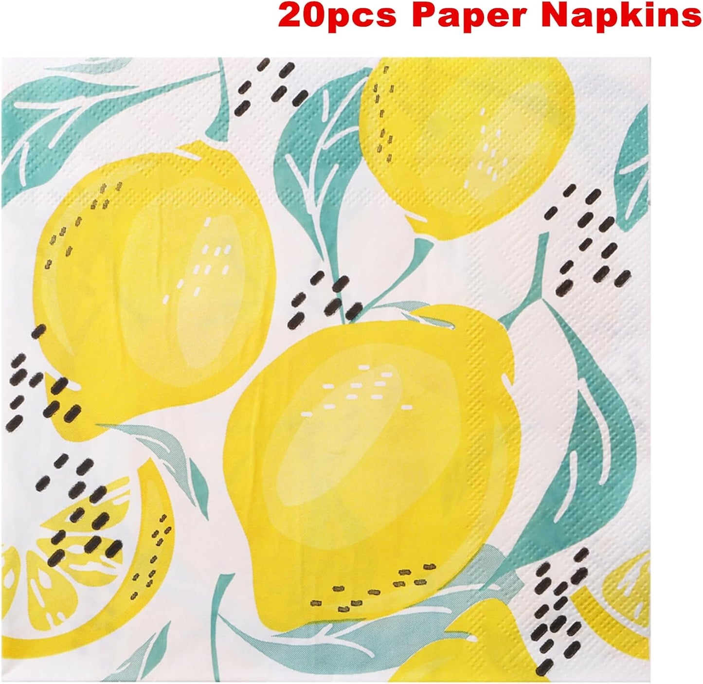 141 Pcs Lemon Birthday Decorations Plates and Napkins Yellow Lemons Summer Party Supplies for Baby Shower Lemon Theme Disposable Plates Tableware Set, Serves 20 Guests
