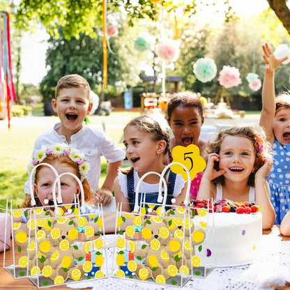 24Pcs Lemon Gift Bags, Lemon Clear PVC Goodie Bags with Handles Lemonade Themed Party Favor Bag Candy Snack Treat Bag for Baby Shower Decorations Wedding Birthday Summer Tea Party Supplies