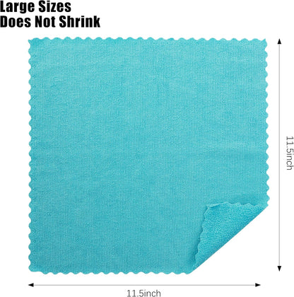 12 Pack Microfiber Cleaning Cloth - Reusable Cleaning Rag, Fast Drying Cleaning Towels,12"X12", Green/Blue/Yellow/Pink