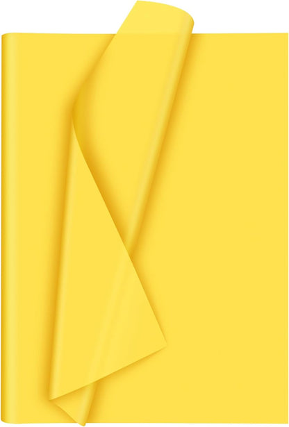 60 Sheets Yellow Tissue Paper Art Gift Wrapping Tissue Paper Bulk Gift Wrapping for DIY Art Craft Floral Birthday Autumn Thanksgiving Party Festival(20 x 14.5 inches /50 x 37cm)
