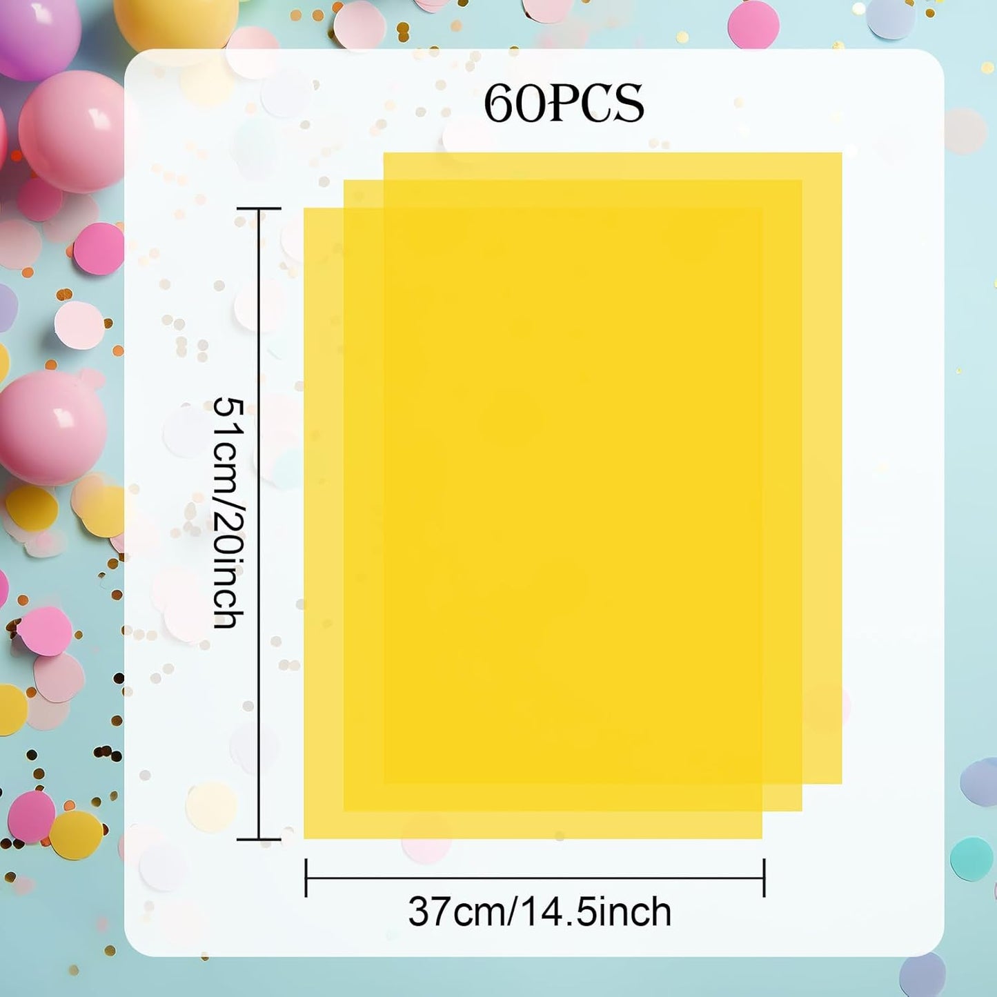 60 Sheets Yellow Tissue Paper Art Gift Wrapping Tissue Paper Bulk Gift Wrapping for DIY Art Craft Floral Birthday Autumn Thanksgiving Party Festival(20 x 14.5 inches /50 x 37cm)