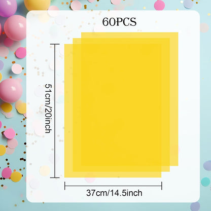 60 Sheets Yellow Tissue Paper Art Gift Wrapping Tissue Paper Bulk Gift Wrapping for DIY Art Craft Floral Birthday Autumn Thanksgiving Party Festival(20 x 14.5 inches /50 x 37cm)