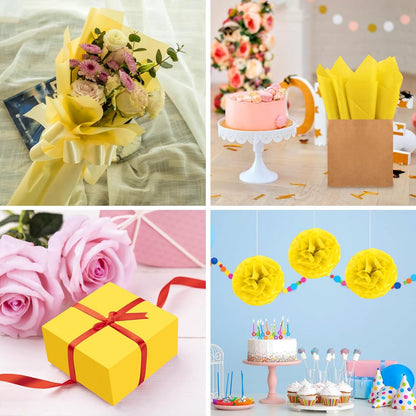 60 Sheets Yellow Tissue Paper Art Gift Wrapping Tissue Paper Bulk Gift Wrapping for DIY Art Craft Floral Birthday Autumn Thanksgiving Party Festival(20 x 14.5 inches /50 x 37cm)