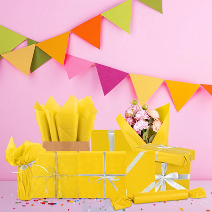 60 Sheets Yellow Tissue Paper Art Gift Wrapping Tissue Paper Bulk Gift Wrapping for DIY Art Craft Floral Birthday Autumn Thanksgiving Party Festival(20 x 14.5 inches /50 x 37cm)