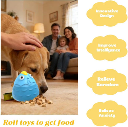 Interactive Dog Treat Dispensing Toy, Natural Rubber Chicken Design with Built-in Sound Generator, Slow Feeder Puzzle Toy for Aggressive Chewers, Teeth Cleaning for Small Medium Large Dogs (Yellow)