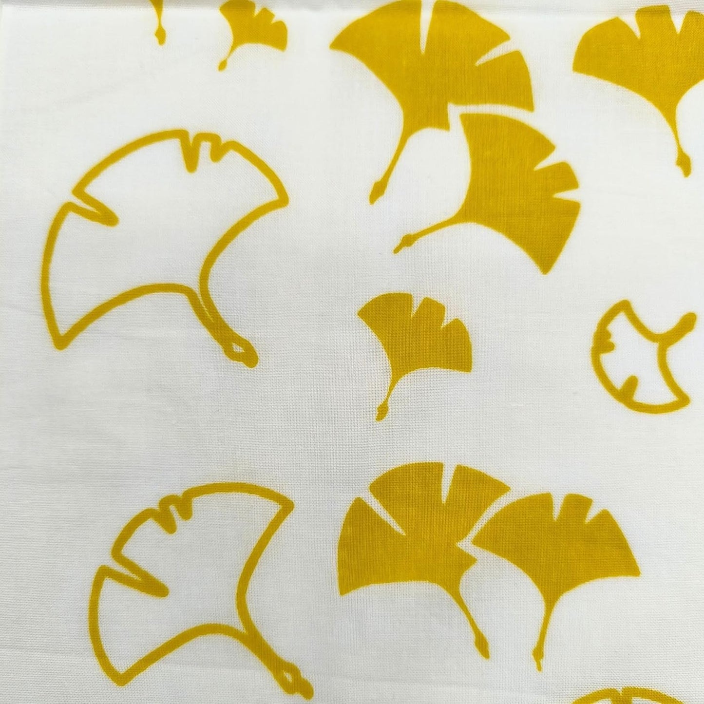 Tenugui Traditional Towel Made in Japan Fray Prevention 100% Cotton Eco Friendly Kitchen Towel Gift Wrapping Gingko (Icho) Yellow on White 34.64" L x 12.99" W (88 × 33 cm)