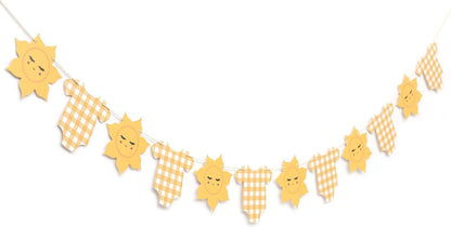 Yellow Gingham Sun Bodysuit Banner,Gingham Sunshine Baby Shower Banner | You Are My Sunshine Baby Shower,Sun 1st Birthday Decorations For Boy