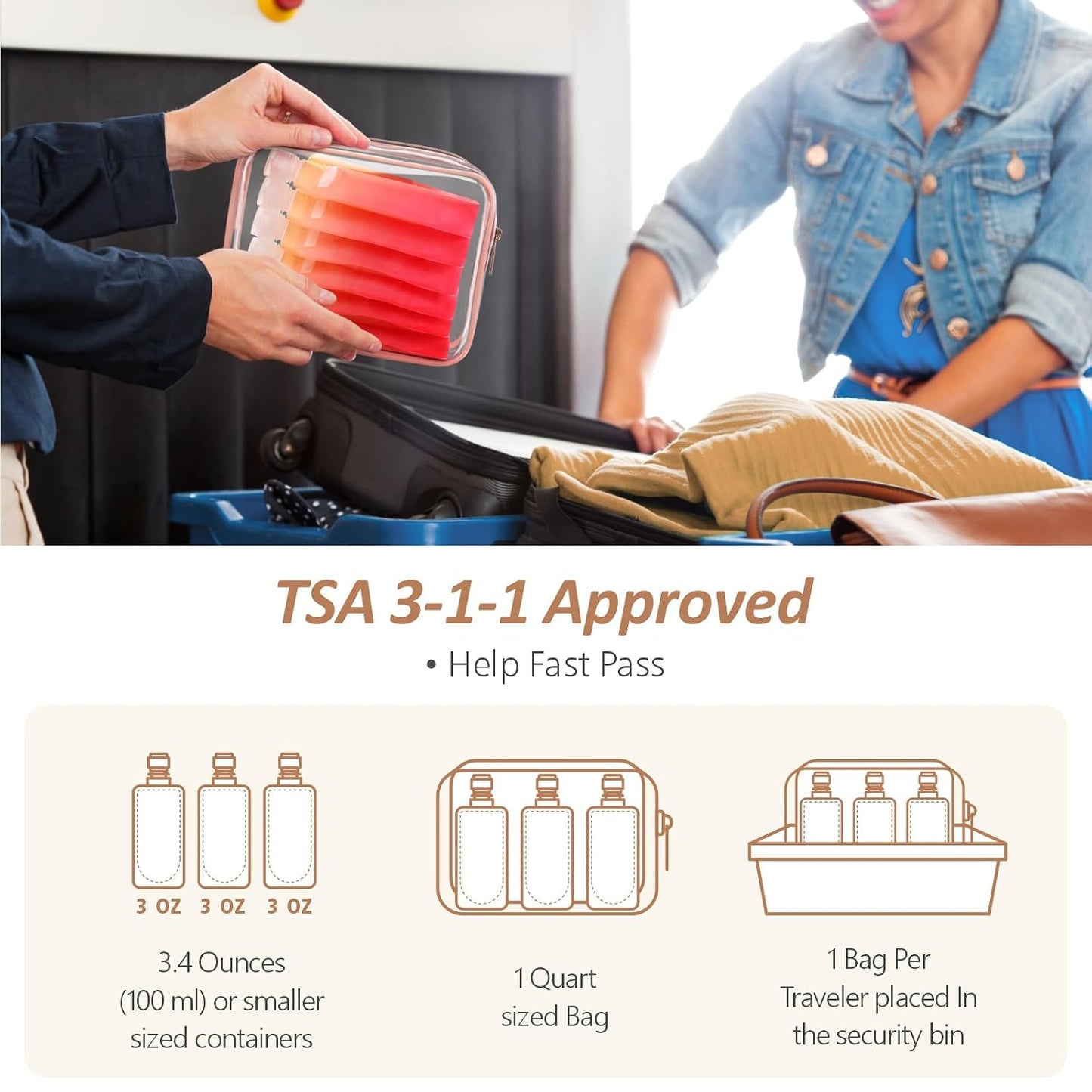 27 Pack Travel Pouches for Toiletries - 90ml 3 oz Liquid Containers | Refillable TSA Approved, Leak-Proof Flat Squeeze Design, Wide Fill Opening, Space-Saving Pack, Gradient Purple Cherry Yellow