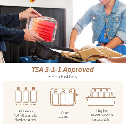 27 Pack Travel Pouches for Toiletries - 90ml 3 oz Liquid Containers | Refillable TSA Approved, Leak-Proof Flat Squeeze Design, Wide Fill Opening, Space-Saving Pack, Gradient Purple Cherry Yellow