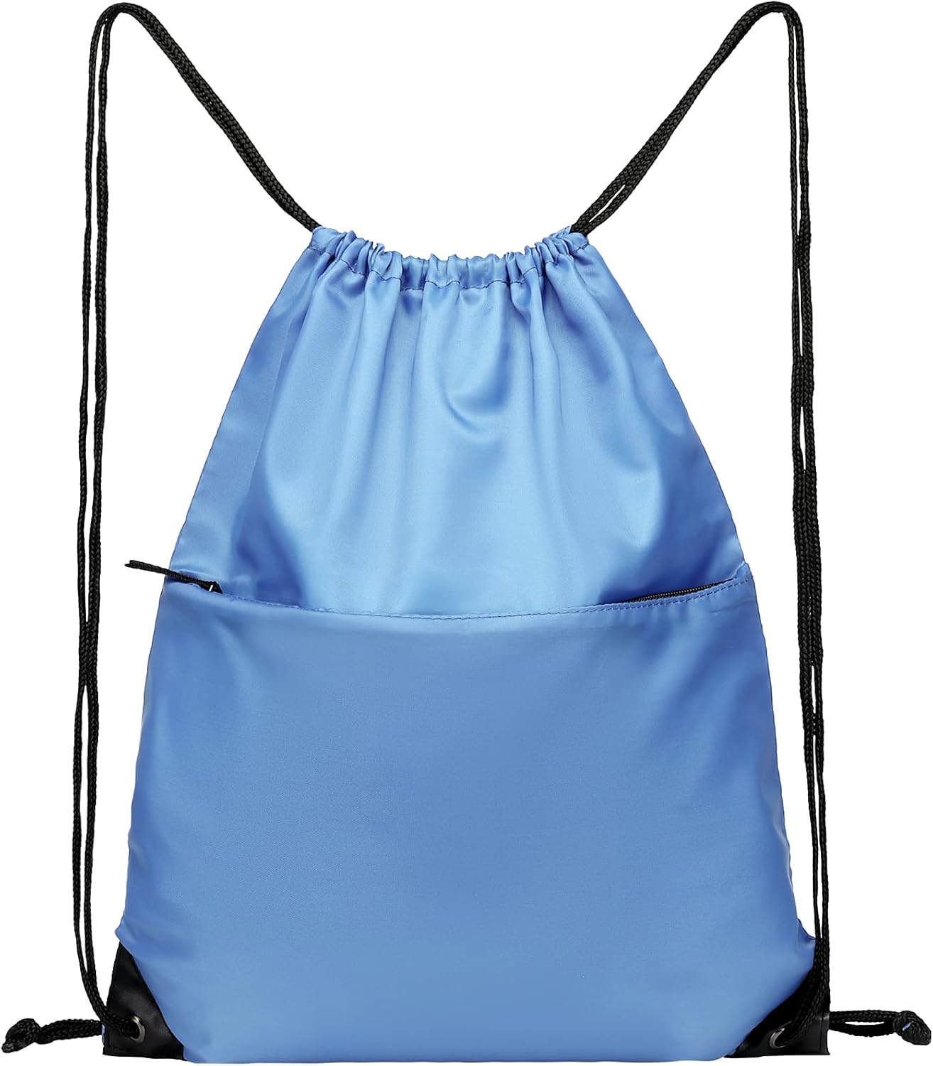 Drawstring Backpack Sports Water Resistant String Bag Sport Gym Sackpack for Women Men Large with Zipper, Yellow