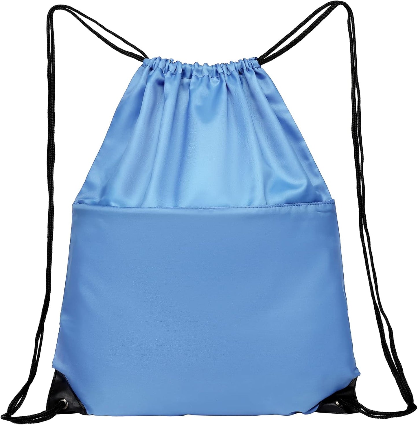 Drawstring Backpack Sports Water Resistant String Bag Sport Gym Sackpack for Women Men Large with Zipper, Yellow