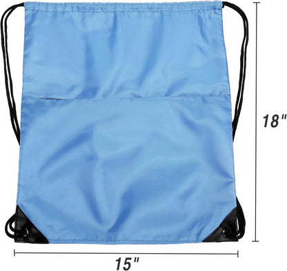 Drawstring Backpack Sports Water Resistant String Bag Sport Gym Sackpack for Women Men Large with Zipper, Yellow