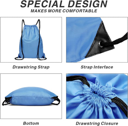 Drawstring Backpack Sports Water Resistant String Bag Sport Gym Sackpack for Women Men Large with Zipper, Yellow