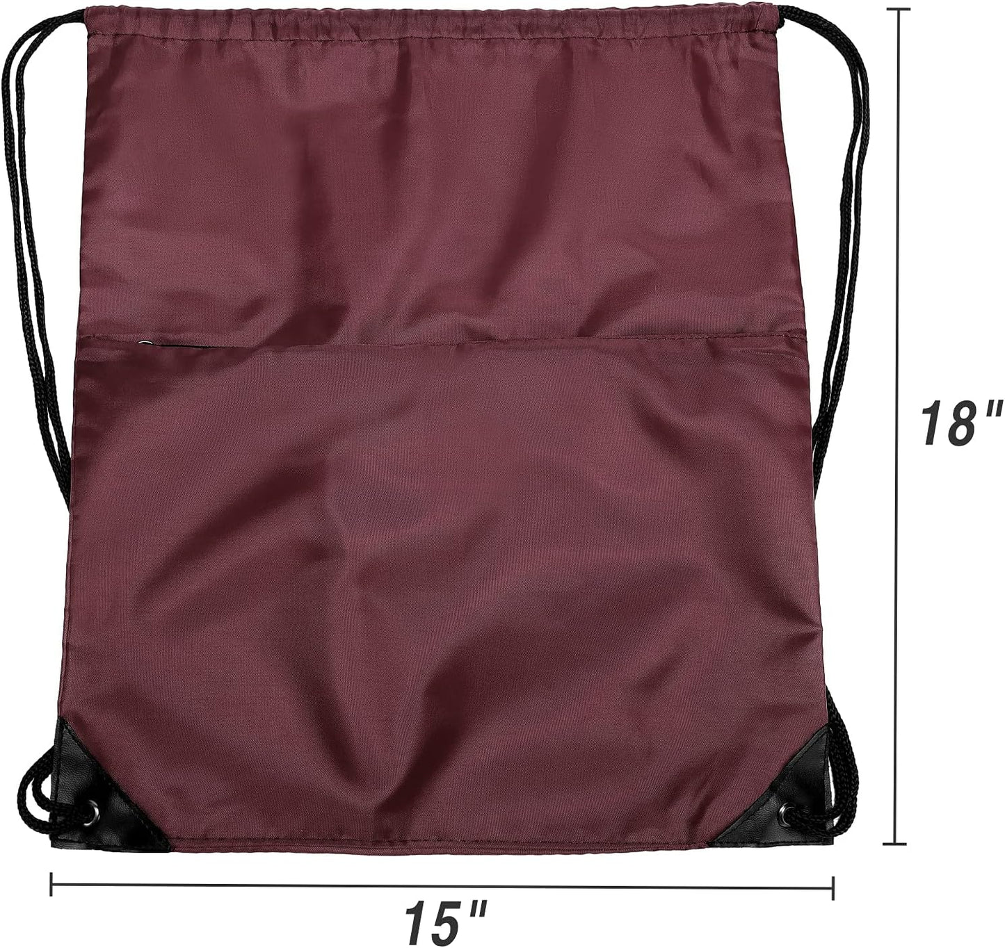 Drawstring Backpack Sports Water Resistant String Bag Sport Gym Sackpack for Women Men Large with Zipper, Yellow