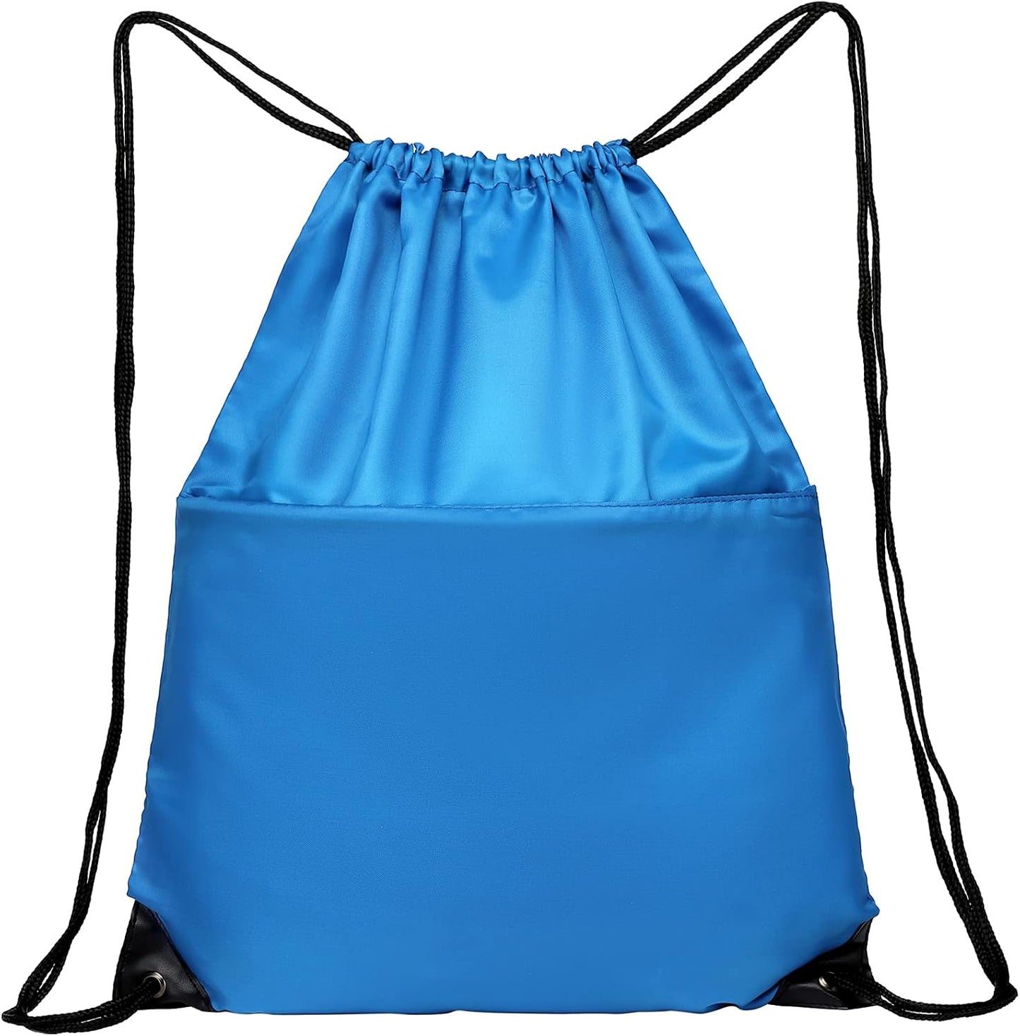 Drawstring Backpack Sports Water Resistant String Bag Sport Gym Sackpack for Women Men Large with Zipper, Yellow