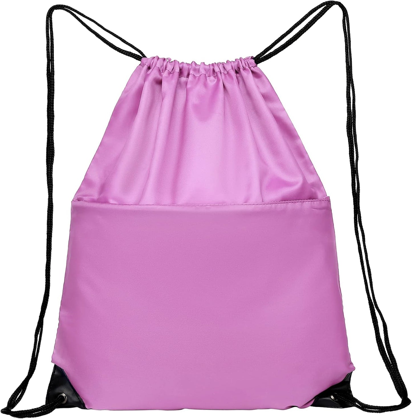 Drawstring Backpack Sports Water Resistant String Bag Sport Gym Sackpack for Women Men Large with Zipper, Yellow