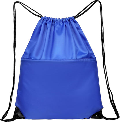 Drawstring Backpack Sports Water Resistant String Bag Sport Gym Sackpack for Women Men Large with Zipper, Yellow