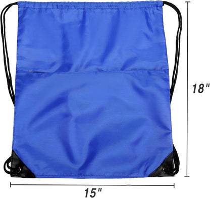Drawstring Backpack Sports Water Resistant String Bag Sport Gym Sackpack for Women Men Large with Zipper, Yellow