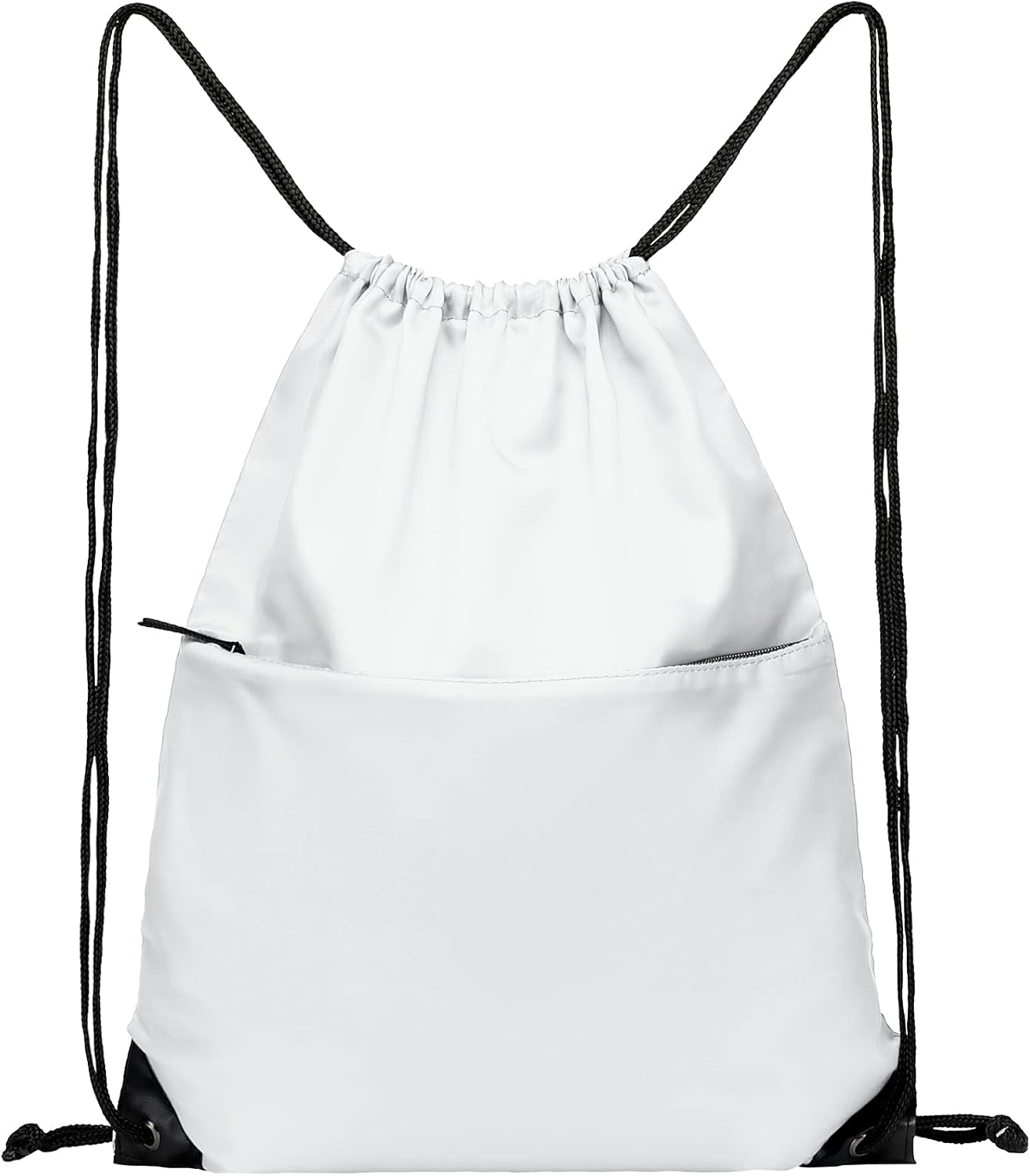 Drawstring Backpack Sports Water Resistant String Bag Sport Gym Sackpack for Women Men Large with Zipper, Yellow