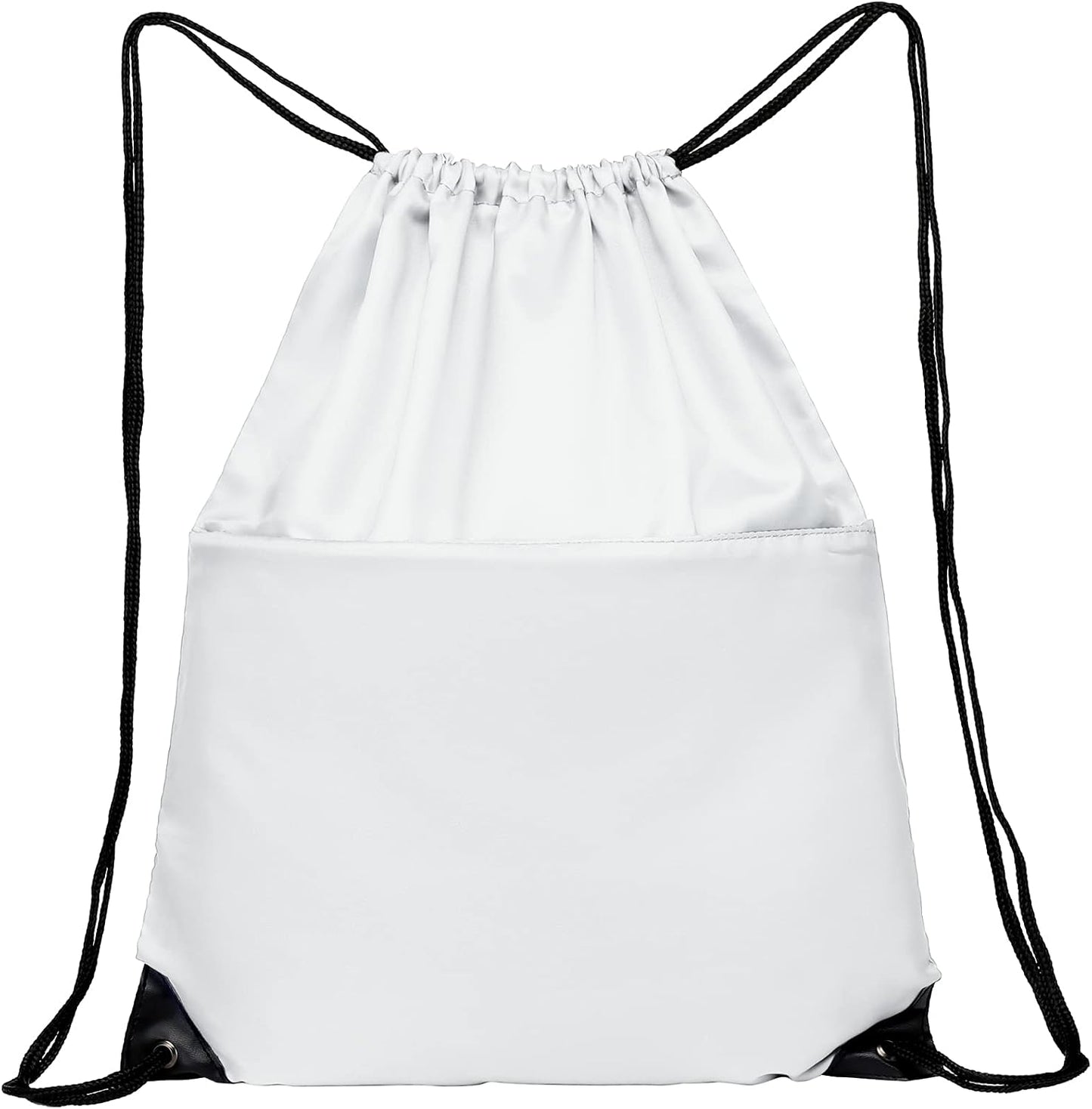 Drawstring Backpack Sports Water Resistant String Bag Sport Gym Sackpack for Women Men Large with Zipper, Yellow