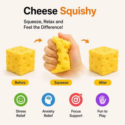 Cheese Squishy,Slow Rising Squishy Stress Relief Fidget Toy | cheese Style,for Adults,Suitable for Office Workers to Release Stress and Negative Emotions. 1 Piece