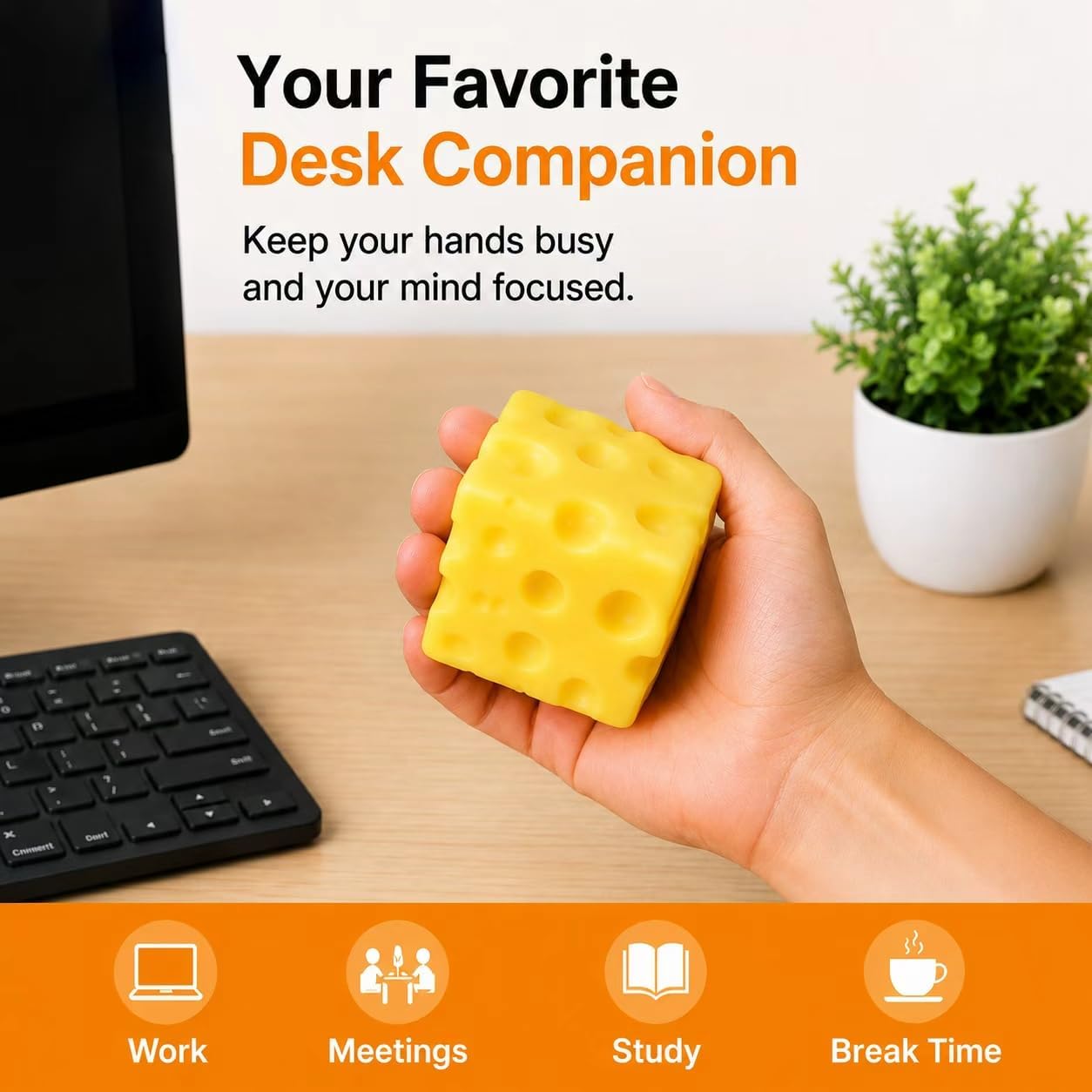 Cheese Squishy,Slow Rising Squishy Stress Relief Fidget Toy | cheese Style,for Adults,Suitable for Office Workers to Release Stress and Negative Emotions. 1 Piece