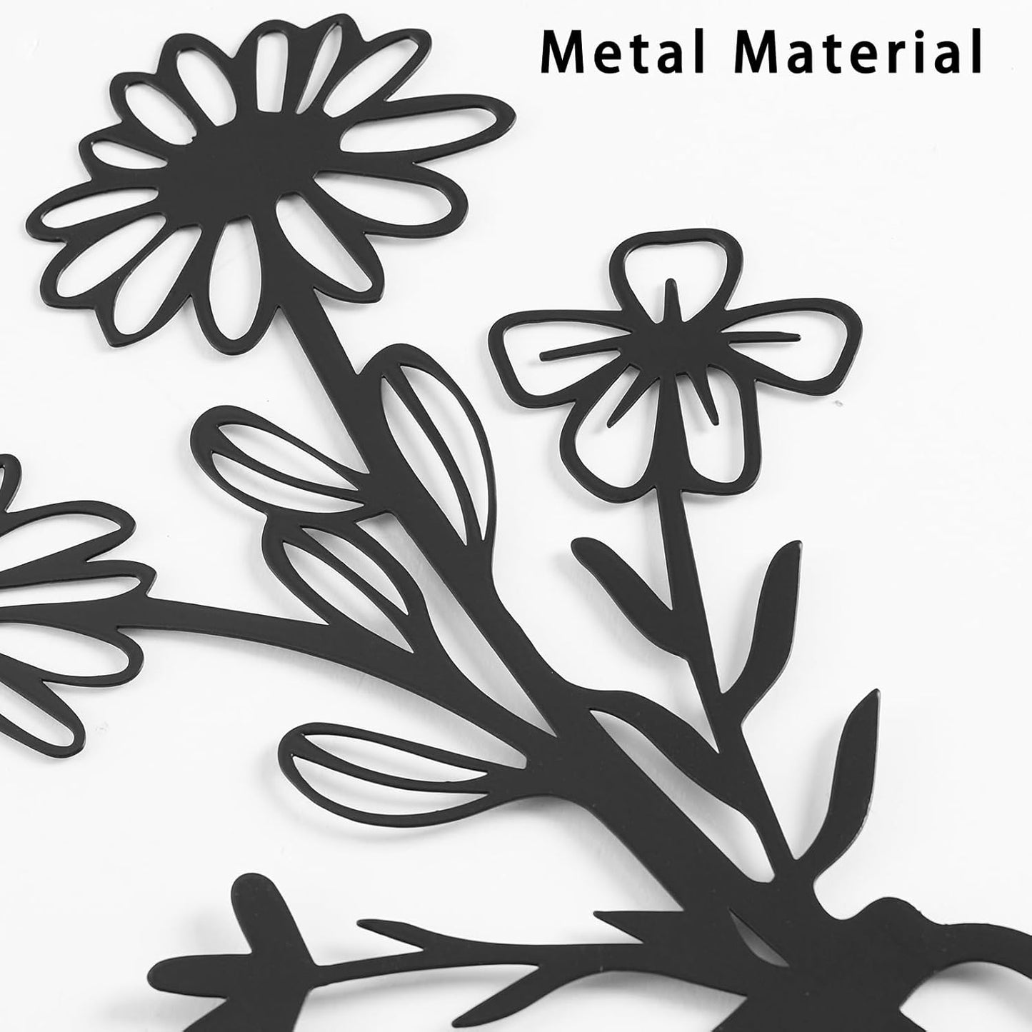 4Pcs Metal Flower Vase Wall Art, Pastel Yellow & Blue, 6.7" x 15" | Botanical Iron Wall Sculptures, Modern Farmhouse Floral, For Living Room Bedroom Home Decor