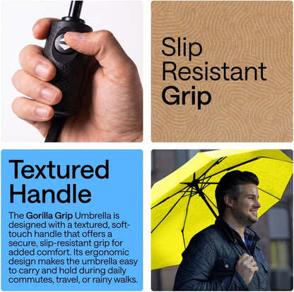 Compact Travel Size Umbrella for Rain, Sleek Design Fits Backpack, Purse and Carry On, Lightweight Under 1lb, One Click Open and Close, Wind Resistant, Durable Waterproof, Yellow