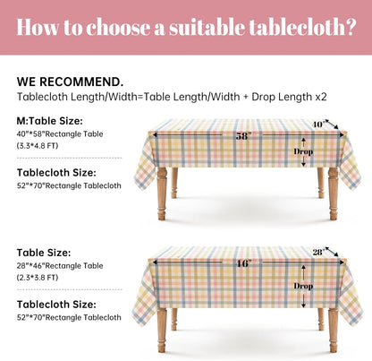 Easter Gingham Tablecloth, Rectangle Table Cloth 52x70 Inches Buffalo Checkered Table Cover for Mothers Day Spring Summer,Dining Tablecloths for Picnic/Party/Birthday