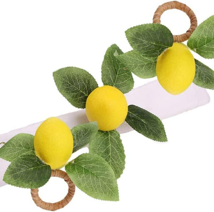 Lemon Napkin Rings Set of 8,Faux Lemon Napkin Rings Summer Farmhouse Napkin Rings Napkin Holder for Dinner Wedding Birthday Thanksgiving Christmas Easter Holiday Table Decorations