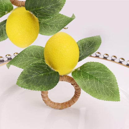 Lemon Napkin Rings Set of 8,Faux Lemon Napkin Rings Summer Farmhouse Napkin Rings Napkin Holder for Dinner Wedding Birthday Thanksgiving Christmas Easter Holiday Table Decorations